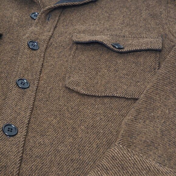 VTG Woolrich Wool Shirt Jacket Men's Size Large Brown Shacket Outdoor Winter - Picture 3 of 8